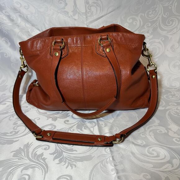 Coach Ashley Carryal Leather Satchel Bag Burnt Orange Shoulder Tote Purse - Picture 6 of 11